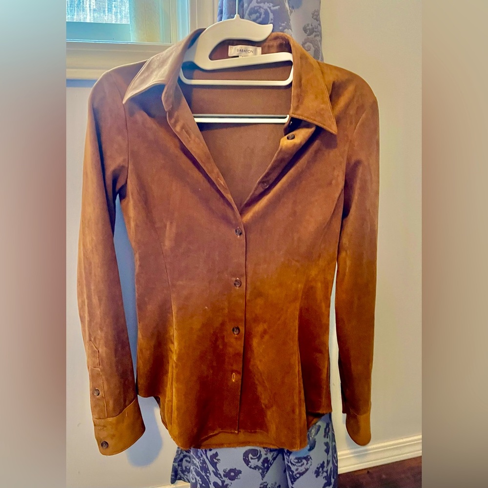 Aritzia Suede Button Up Top